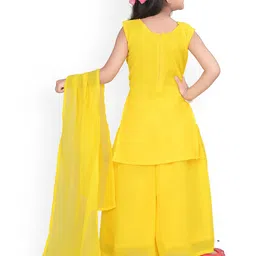 BAESD Girls Embroidered Regular Mirror Work Straight Kurta With Palazzos & Dupatta image 5