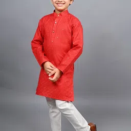 ahhaaaa Boys Ethnic Motifs Embroidered Regular Sequined Kurta with Pyjamas image 2