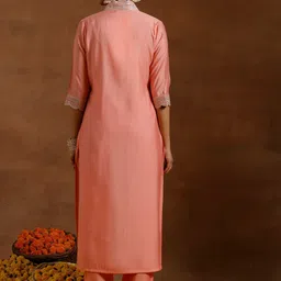 gerua by libas Libas Ethnic Motifs Embroidered Sequinned Straight Kurta with Trousers image 4