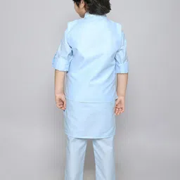 Ministitch Boys Ethnic Motifs Regular Mandarin Collar Thread Work Kurta with Trousers image 4