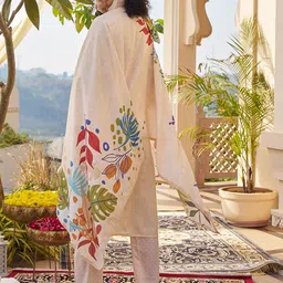 Sangria Embroidered Pure Cotton Straight Kurta With Trouser & Dupatta image 4