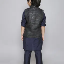 Ministitch Boys Regular Mandarin Collar Sequinned Kurta with Trousers image 2