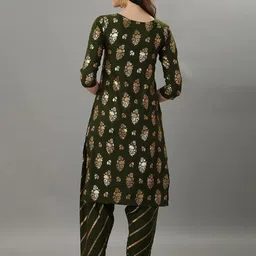GUFRINA Floral Printed Round Neck Kurta with Salwar image 4