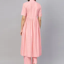 Idalia Checked Anarkali Jute Cotton Kurta with Trousers image 5