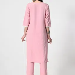 ALL WAYS YOU Floral Embroidered Straight Kurta with Trousers & Dupatta image 4