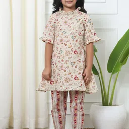 Readiprint Fashions Girls Floral Printed Gotta Patti Pure Cotton Kurti With Trousers image 5