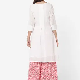 KALINI V-Neck High-Slit Pure Cotton Kurta With Palazzos image 3