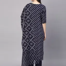 BAESD Leheriya Printed Straight Kurta With Trousers & Dupatta image 5