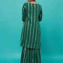 Aks Kids Girls Ethnic Motif Woven Design Regular Chanderi Silk Kurta With Palazzos image 2