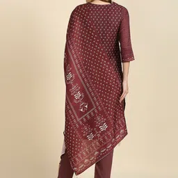 MADHURAM Women Floral Embroidered Mirror Work Kurta with Trousers & Dupatta image 5