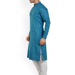 ARRUGA Men Teal Regular Kurta with Pyjamas image 2