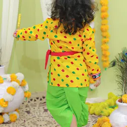 BownBee Boys Bandhani Printed Regular Pure Cotton Kurta with Dhoti Pants image 5