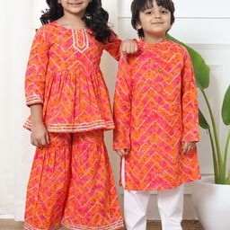 Readiprint Fashions Boys Bandhani Printed Mandarin Collar Pure Cotton Kurta with Pyjamas-picture-42