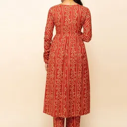 FIORRA Bandhani Printed Empire Gotta Patti Pure Cotton Kurta & Trousers With Dupatta image 4