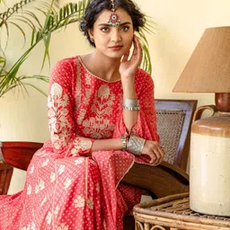 KALINI Ethnic Motifs Embroidered A-Line Kurta with Palazzos & Dupatta image 2