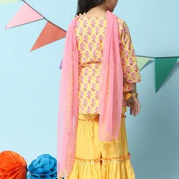 Biba Girls Floral Printed Kurta with Sharara & Dupatta image 3