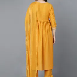 KALINI Embroidered Regular Sequinned Kurta with Palazzos & Dupatta image 4