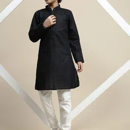 here&now x sanwara Sanwara Boys Ethnic Motifs Embroidered Regular Chikankari Kurta With Pyjamas image 2