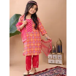 Sangria Girls Ethnic Motifs Printed Cotton Kurta Set image 3