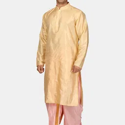Sethukrishna Men Art Silk Regular Kurta with Dhoti Pants image 3