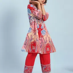 Biba Girls Ethnic Motifs Printed Regular Pure Cotton Kurta with Palazzos image 4