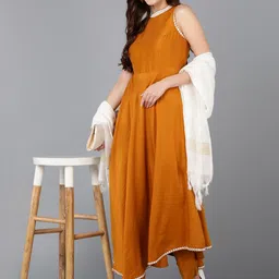 KALINI Regular Mirror Work Kurta with Trousers & Dupatta-picture-43