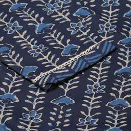 FIORRA Women Blue Printed Pure Cotton Kurta with Trousers & With Dupatta image 5