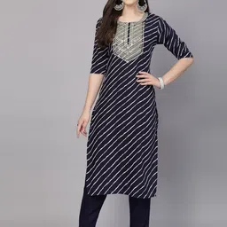 BAESD Leheriya Printed Straight Kurta With Trousers & Dupatta image 4
