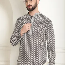 SOJANYA Ethnic Motifs Embroidered Regular Pure Cotton Kurta With Churidar image 5