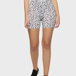 Outflits Women White Animal Printed Skinny Fit Yoga Shorts-picture-22