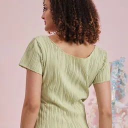 Athena Round Neck Short Sleeves Textured Top image 5