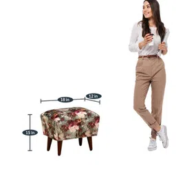 GLOBALLY INDIAN Green Floral Print Rectangular Wooden Ottoman image 4