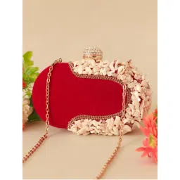 THE TAN CLAN Red Sea Shells Embellished Clutch with Detachable Chain Strap-picture-21
