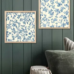 Kotart Brown & Blue 2 Pieces Floral And Botanical Printed Wooden Wall Art image 4