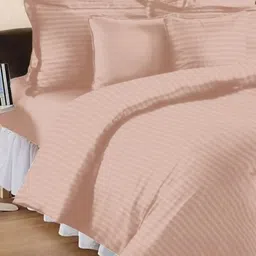 Myntra Elegant Homes Peach-Coloured Striped 350 TC Bedsheet with 2 Pillow Covers image 2