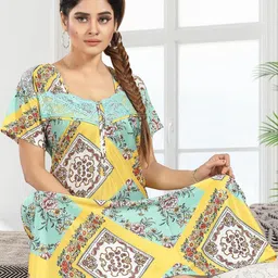 Gutthi Women Yellow Nightdress-image-1