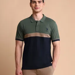 U.S. Polo Assn. Men Colourblocked Slim Fit Cotton Polo T-Shirt-picture-52
