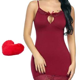 GuSo Shopee Women Maroon Net Baby Dolls-image-31
