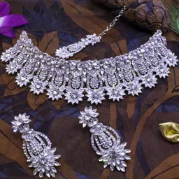 VATSALYA creation Alloy Gold- plated Silver Jewellery Set-image-23