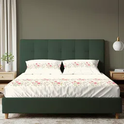 URBAN SPACE Cream-Coloured & Red 200 TC Cotton Double King Bedsheet Set 2.74 m x 2.74 m image 4