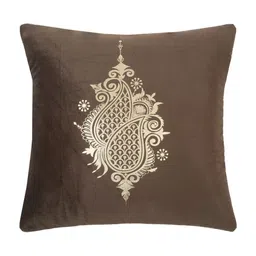 HOSTA HOMES Brown & Gold-Toned Set of 5 Ethnic Motifs Velvet Square Cushion Covers image 3