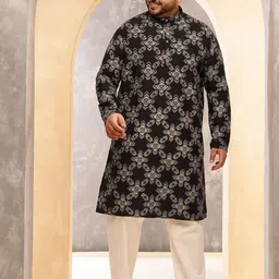 SOJANYA PLUS Men Plus Size Ethnic Motifs Printed Straight Kurta with Pyjamas-picture-33
