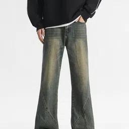 KPOP Men Regular Fit Mid-Rise Heavy Fade Jeans image 4