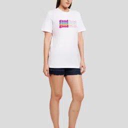 Underrated Club Women Printed Bio Finish Applique T-shirt image 2