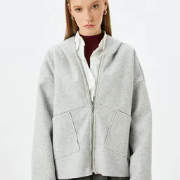 Koton Women Long Sleeve Hooded Open Front Jacket-picture-38