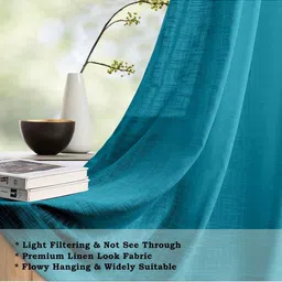 HOMEMONDE Blue Set of 2 Sheer Long Door Curtain image 5