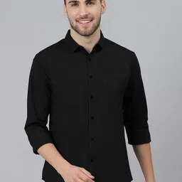 Provogue Men India Slim Spread Collar Solid Cotton Casual Shirt-picture-40