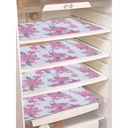 Kuber Industries 6-Pcs White & Pink Printed Fridge Mat image 3