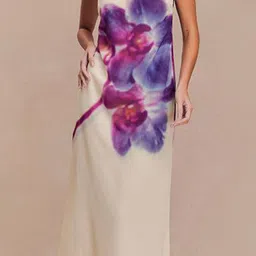 Outzidr Floral Print Strapless Bandeau Maxi Dress image 2