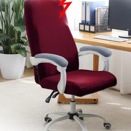 HOKIPO Maroon 140 GSM Stretchable Executive High Back Chair Cover image 2